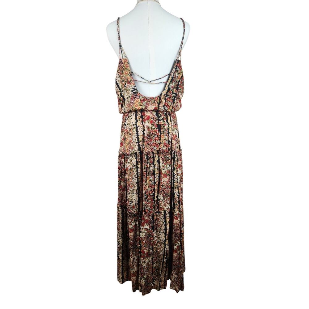 Free People Valerie Tiered Maxi Dress Medium Dark Floral Sleeveless Boho Fall - Picture 8 of 10